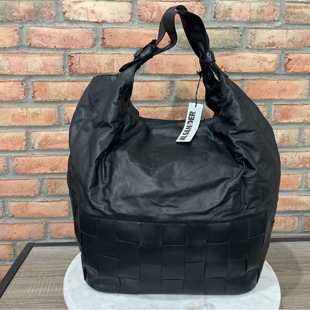 Jil Sander Braided Hobo Shoulder bag, black